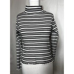 Jealous 21 Black And White Striped long sleeve pullover mock turtleneck size med